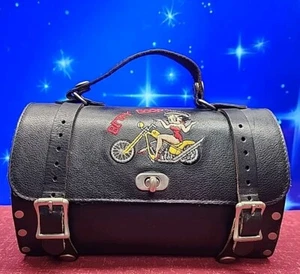 Betty Boop Motorcycle Leather Biker Purse Made In USA - Picture 1 of 21
