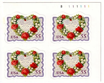 US #3275 - VICTORIAN LOVE 55c (1999) - Block of 4 Postage Stamps PN B111111111 - Image 1 of 4