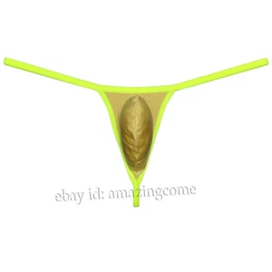 Men Shiny Bulge Pouch String Thong Underwear T-back Elastic G-string Swim Tangas - Picture 1 of 54