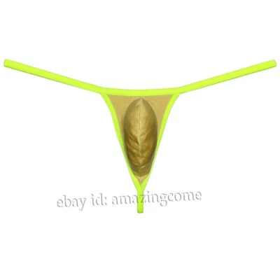 Men Shiny Bulge Pouch String Thong Underwear T-back Elastic G-string Swim Tangas - Image 1 of 4