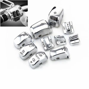 Kit de botón de tapa de interruptor de repuesto cromado de 10 piezas para Harley Touring 1996-2013 - Imagen 1 de 4