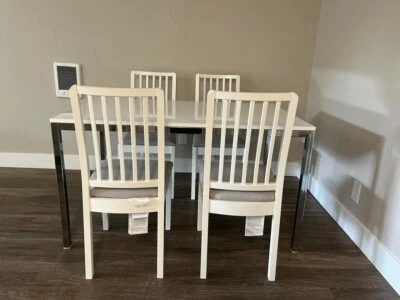 Dining Table Set for 4 - White & Grey   - Image 1 of 3