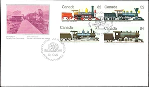 Canada #1039a "CANADIAN LOCOMOTIVES" Brand New 1984 Ofdc Block Issue - Picture 1 of 2
