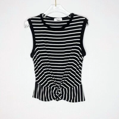 Bailey 44 Negro Blanco Sin Mangas Rayas Top Torcido Frontal Acanalado Talla M Foto 1 de 4