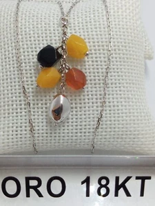 Collana oro bianco 750 18 carati grammi 4,7 lunga cm. 44,5 con pendente +2lav - Foto 1 di 6