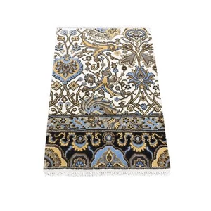 2'x3'2" Ivory Rajasthan Design Hand Knotted Wool Mat Fragment Sample Rug R80612 - Picture 1 of 6