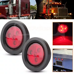 2pcs Submersible Red 2.5" Round Stop/Tail Clearance Lights for Truck RV Trailer - Picture 1 of 6