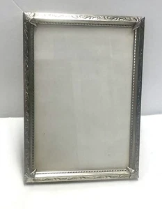 Vintage Metal Ornate Photo Frame Silver Tone 5” X 7” Free Standing Great - Picture 1 of 13