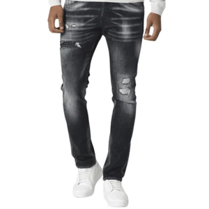 883 Police Todd 985 Slim Fit Ripped Black Wash Jeans - Picture 1 of 2