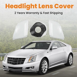 Transparent Pair Clear Headlight Lens Cover+Glue For Cadillac CTS 2008-2013 - Picture 1 of 12