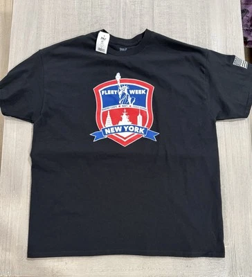 “FLEET WEEK - NEW YORK” MARINE CORPS, COAST GUARD, NAVY Black T-Shirt - Size XL - Image 1 of 4