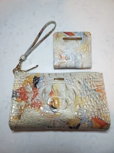 Brahmin Set Daisy Clutch Wristlet Jane Wallet Oasis Orange Yellow Blue Floral - Picture 1 of 7
