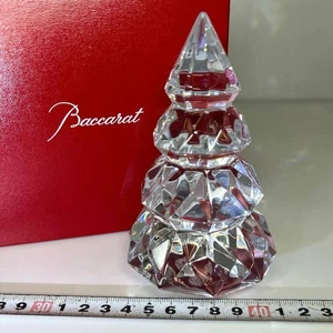 Baccarat Crystal Christmas Tree X-mas Figurine Object 13cm Clear Glass w/ Box - Picture 1 of 12