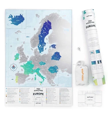 Europe Scratch off Map - Travel Wall Art Poster of Europe 43x61cm Gift Tube New - Image 1 of 4