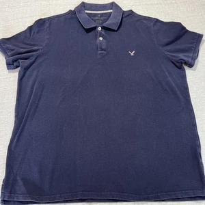 American Eagle Outfitter Shirt Men 3XL Blue Cotton Short Sleeve Polo Logo - Picture 1 of 7