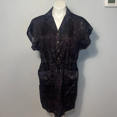 Vestido camisero 100% seda Rag & Bone para mujer. Talla 4. Morado y negro moteado. Foto 1 de 4