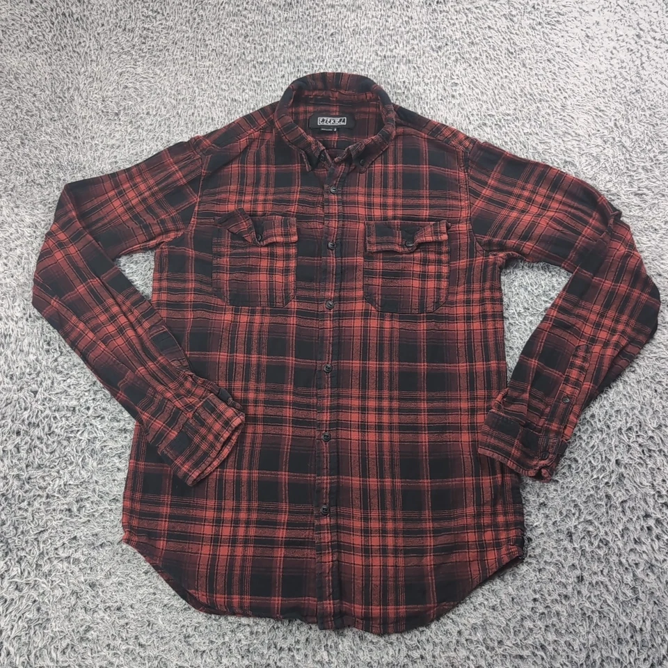 Ezekiel Shirt Men Small Red Black Flannel Button Up Long Sleeve Casual Skater - Image 1 of 4