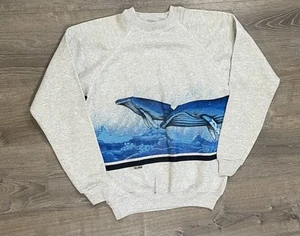 Vintage San Segal Sportswear Sweatshirt mit Rundhalsausschnitt Buckelwal Wickeloptik XL - Bild 1 von 10