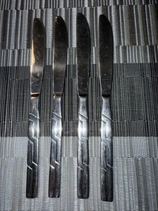 4 Farberware CROSSWAY Stainless Flatware knives Geometric Glossy Vintage - Picture 1 of 3
