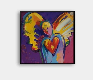 💖 Angel with Heart Giclée 🕊️ 24x24 Fine Art | COA | "Framed" by Peter Max V17 - Picture 1 of 8