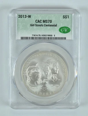 2013-W Girl Scouts Commemorative Silver Dollar MS70 CAC CACg - Image 1 of 4