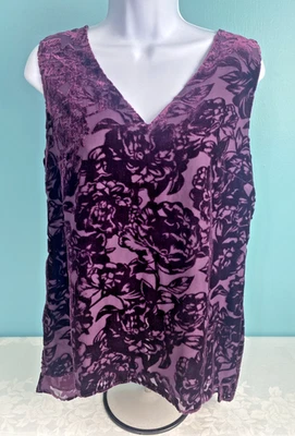 NWT White House Black Market Purple Velvet Burn-out Floral Tank Top Whimsigoth 6 - Image 1 of 4
