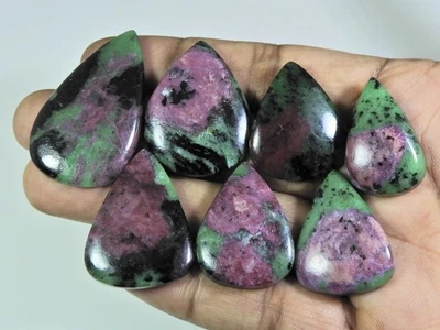 296Cts. Natural Ruby Zoisite Pear Shape Cabochon Loose Gemstone 07 Pcs Lot - Image 1 of 4