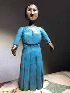 "Muñeca tallada en madera arte popular afroamericano negro estilo primitivo vintage ~ 10""" - Imagen 1 de 10
