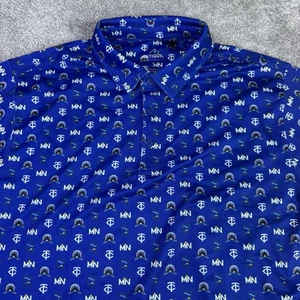 Minnesota Twins Antigua Camicia Uomo Grande Blu Manica Corta Performance Polo - Foto 1 di 9
