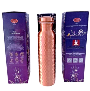 Pure 100% Copper Hammered Water Bottle LeakProof Insulate Health 950ml 32oz NEW - Picture 1 of 20