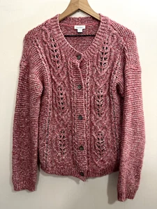 Sundance Women Safe Harbor Cable Knit Button Front Cardigan Sweater Marled Cozy - Picture 1 of 16