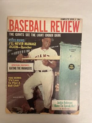 1962 Baseball Review Magazine featuring Willie Mays Cover Jackie Robinson Berra - Image 1 of 4