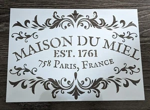 A4 Maison 1761 French Art Craft Painting Furniture Wall Stencil Shabby Template - Picture 1 of 2