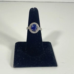 Sterling Silber 925 blauer Edelstein Strass Cocktail Ring Größe 8 AVP Markierung - Bild 1 von 8