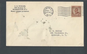 1926 Wash DC C E Nickles Stamp Dealer Uses #576 Imperf Stamp On Comm Cover - Picture 1 of 1