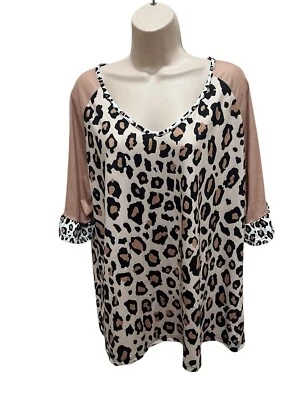 Plus Size Allover Print Crew Neck Elegant 3/4 Ruffle Sleeve Top - Size 3XL - Image 1 of 4