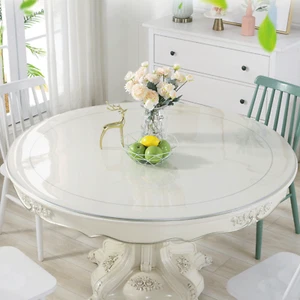 1.5mm Thickness Heavy Duty Round Clear PVC Plastic Transparent Tablecloth Cover - Picture 1 of 14