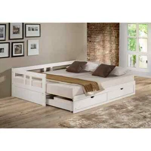 Melody White Twin to King Bed with Under Bed Storage - Picture 1 of 8