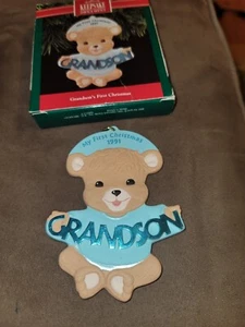 Hallmark Keepsake Ornament 1991 Grandson's First Christmas NEVER Displayed! nice - Picture 1 of 5