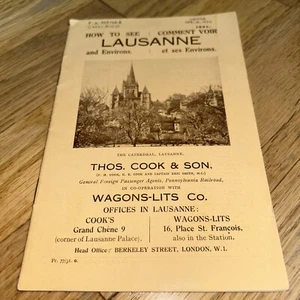 1932 Thos. Cook / Wagon Lits Booklet HOW TO SEE LAUSANNE Switzerland - Picture 1 of 10