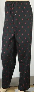 POLO Ralph Lauren Black Pajamas Lounge Sleep Pants Multiple Red Pony - Picture 1 of 1