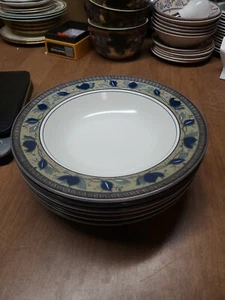 6 Mikasa Intaglio Arabella 9 3/8" Rimmed Soup Pasta Bowls - CAC 01 New Bin 71 - Picture 1 of 9