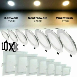 10x 3-24W Panel LED Foco empotrable Lámpara de techo Foco empotrable Cuadrado Redondo DHL - Imagen 1 de 27