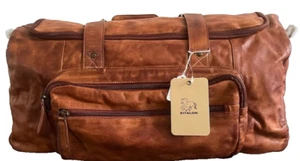 ESTALON Bag Leather Travel Duffle Men Vintage Overnight Carry-on - Picture 1 of 1