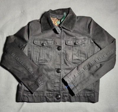 Ralph Lauren Mujer Pequeño Gris Denim Cuello Manga Larga Estampado Animal Forrado Foto 1 de 4