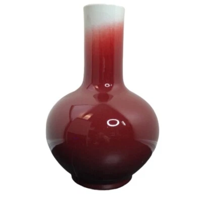 Antique Chinese Oxblood Vase 19” Sang de Bouef Red Hares Fur Flambé Heavy Big - Image 1 of 4