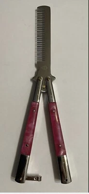 Treinador dobrável prático ferramenta pente borboleta - cabo rosa - Imagem 1 de 3