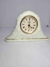 Vintage Noble Excellence White Porcelain White Quartz Clock Floral Victorian
