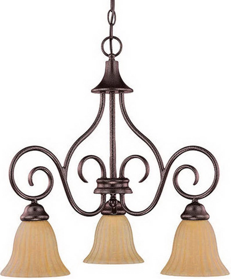 Cobre Bronce Energy Star 3 Luces LED Lámpara Champagne Lino Vidrio de Lavado $270 Foto 1 de 1