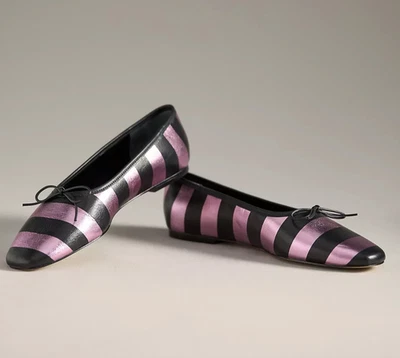 Nuevo con caja Maeve by Anthropologie Puntera Cuadrada Cuero Ballet Rayas Planas Talla 8 $160 Foto 1 de 4